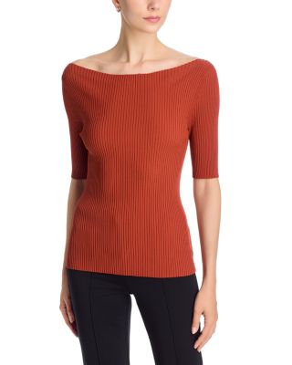 Boat Neck Rib Knit Sweater