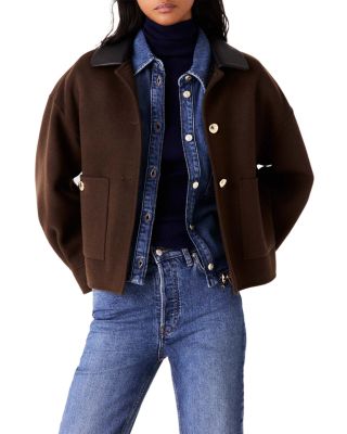 Wool Blend Contrast Collar Jacket