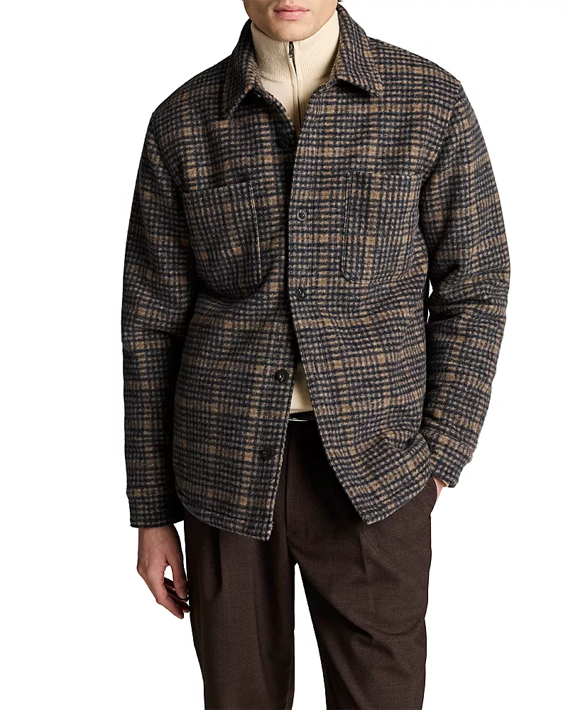 Vince Coastal Combo Sherpa Lined Check Shirt Jacket