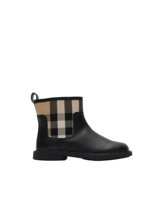 Unisex Check Panel Leather Boots - Little Kid, Big Kid