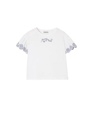 Girls' Broderie Anglaise Cotton T-shirt - Little Kid, Big Kid