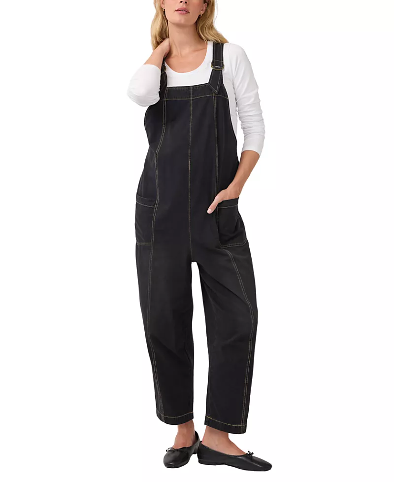 Ingrid & Isabel Straight Leg Soft Denim Maternity Overall
