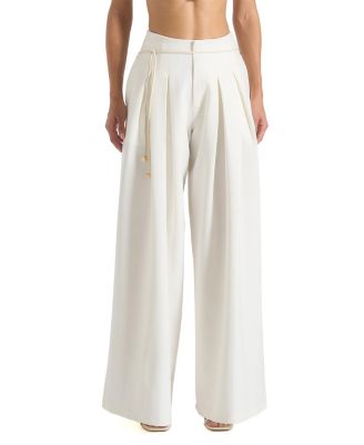 Flora Box Pleat Wide Leg Belted Trousers
