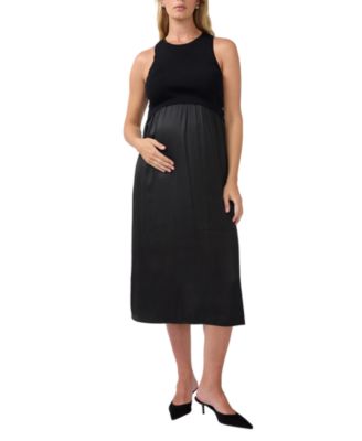  Sleeveless Mix Media Maternity Midi Dress