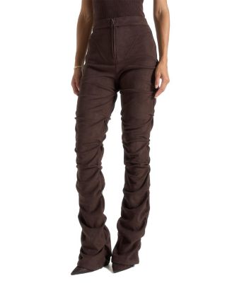 Caroline Tacked Suede Flared Trousers