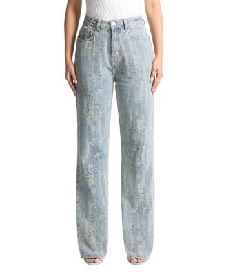 Florence Distressed High Rise Straight Leg Jeans