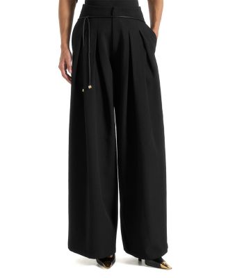 Flora Box Pleat Wide Leg Belted Trousers
