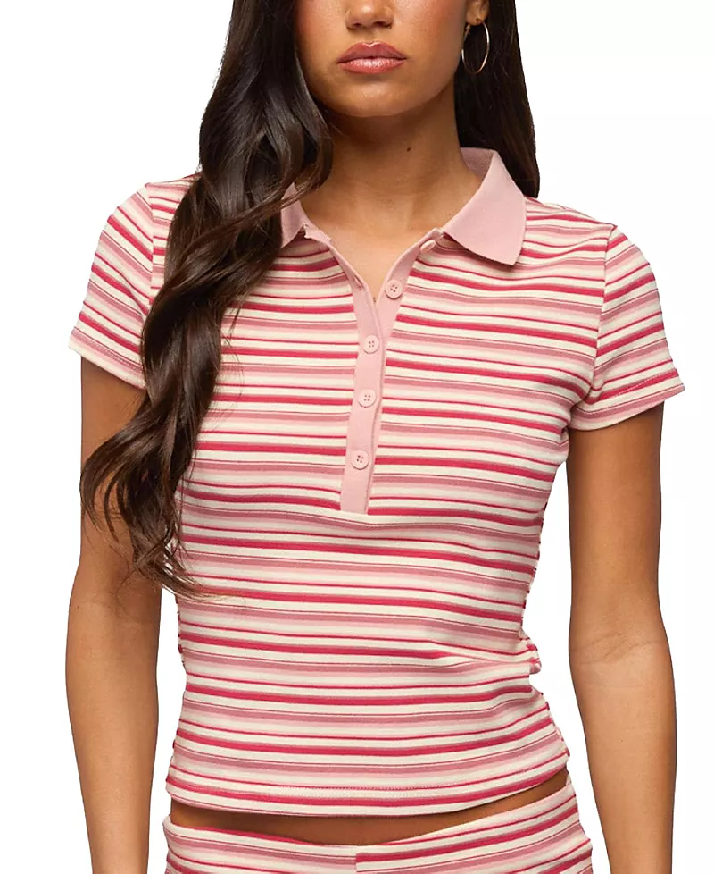 Edikted Noelia Striped Polo Top