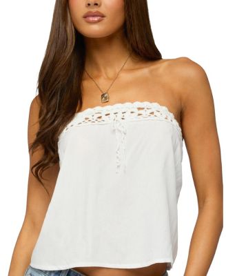  Pearle Crochet Trim Strapless Top