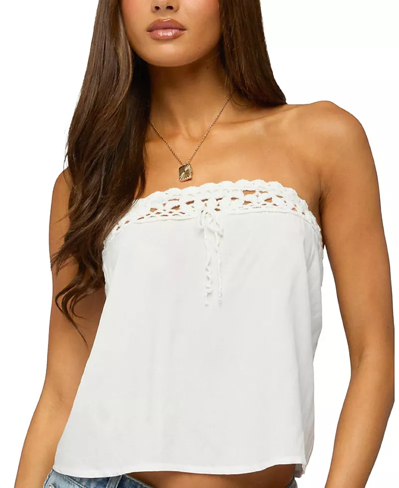 Edikted Pearle Crochet Trim Strapless Top
