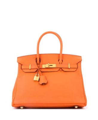 Birkin 30 Handbag Orange Clemence with Gold Hardware