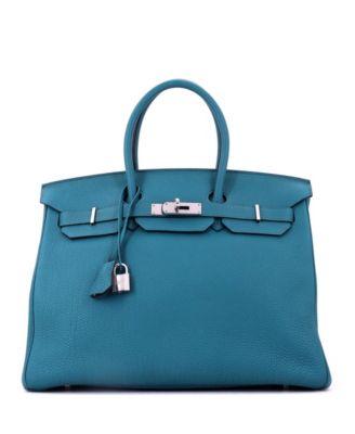 Birkin 35 Handbag Blue Togo with Palladium Hardware