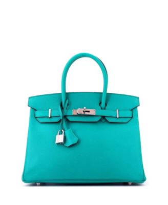 Birkin 30 Handbag Blue Epsom with Palladium Hardware