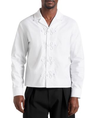 Maniere De Voir Valen Embroidered Closure Long Sleeve Shirt