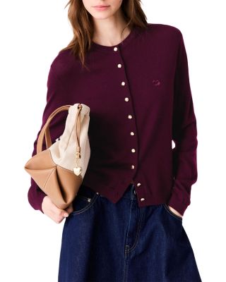 Wool Round Neck Cardigan Sweater