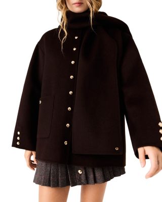 Wool Blend Hooded Long Sleeve Jacket - thumbnail 4