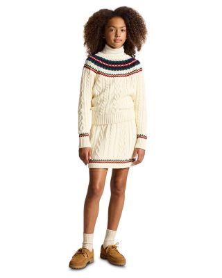 Girls' Fair Isle Cotton Sweater & Skirt - Big Kid