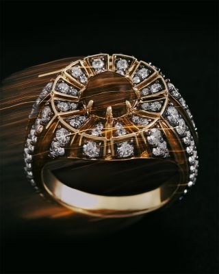 14K Yellow Gold Smoky Quartz & Diamond Statement Ring