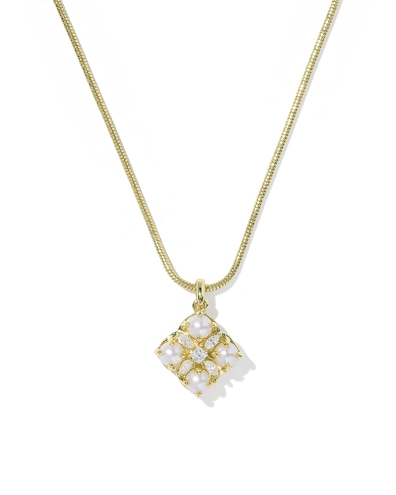 Kendra Scott Dira Crystal & Cultured Freshwater Pearl Pendant Necklace, 16-19 In Gold