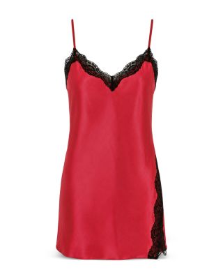 Lace Trim Stretch Satin Chemise - thumbnail 3