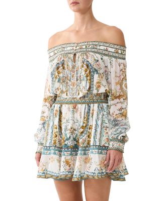 Silk Off-The-Shoulder Mini Dress
