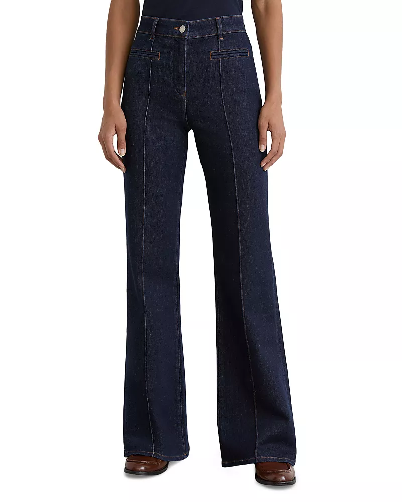 Reiss Claude High Rise Flared Jeans in Dark Blue