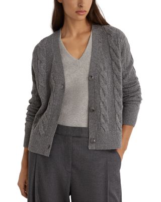 Elowen Wool & Cashmere V-Neck Cable Knit Cardigan Sweater