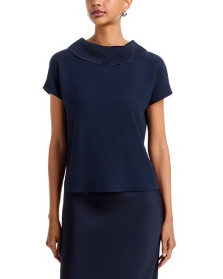 Fabiana Filippi Enver Satin Ruffled Cowl Neck Top