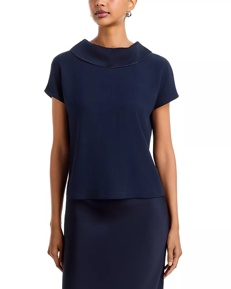 Fabiana Filippi Enver Satin Ruffled Cowl Neck Top