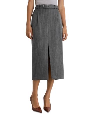 Astrid Wool Belted Pencil Skirt