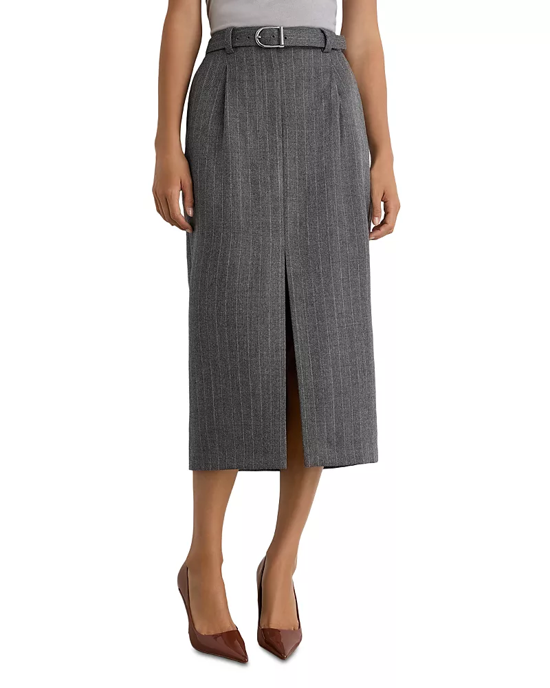 Reiss Astrid Wool Belted Pencil Skirt