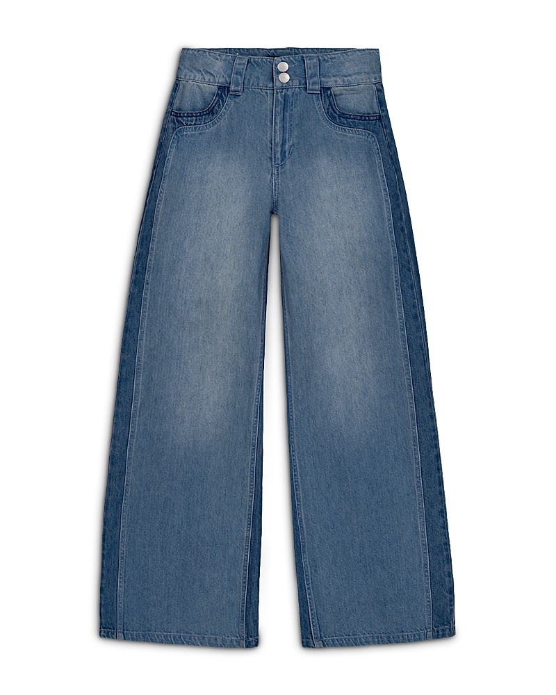 Joe's Jeans Girls' Bailey Two Tone Cotton Palazzo Fit Wide Leg Jeans - Big Kid