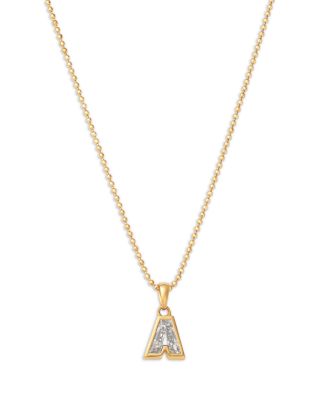 Luxe Collection Lab Grown Diamond Letter Charm Necklace in 14K Yellow Gold, 16"