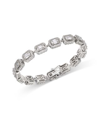 Diamond Mixed Cut Link Bracelet in 14K White Gold, 3.0 tcw