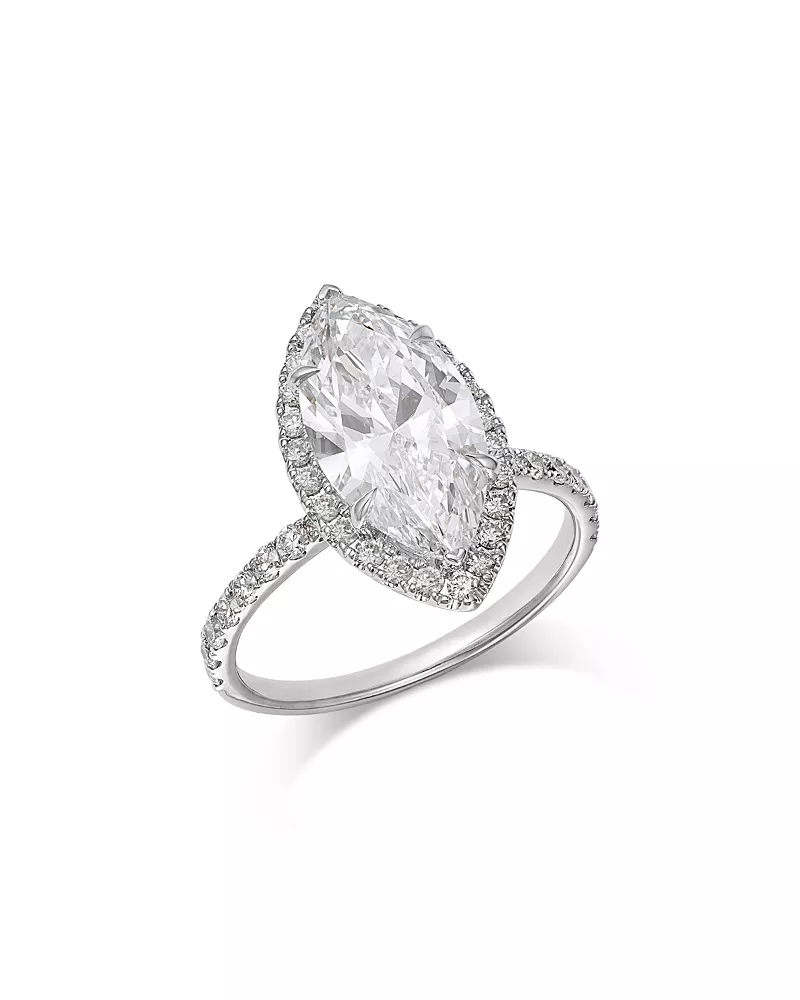 Bloomingdale's Fine Collection Luxe Collection Certified Lab Grown Diamond Marquise Cut Halo Engagement Ring in 18K White Gold, 3.5 tcw