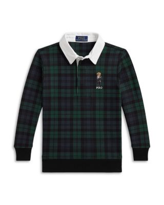 Boys' Polo Bear Plaid Cotton Blend Rugby Sweatshirt - Little Kid