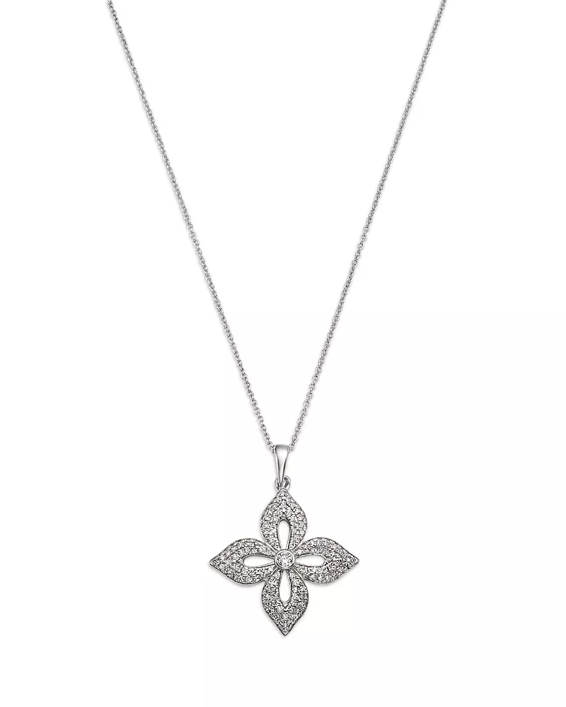 Bloomingdale's Fine Collection Diamond Pave Pendant Necklace in 14K White Gold, 0.33 tcw