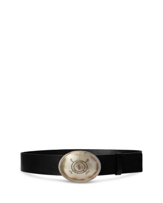 Women's Leather Plaque Buckle Belt