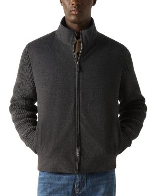 Oasi Cashmere Stand Collar Zip Cardigan Sweater