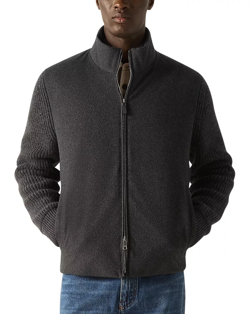 Zegna Oasi Cashmere Stand Collar Zip Cardigan Sweater