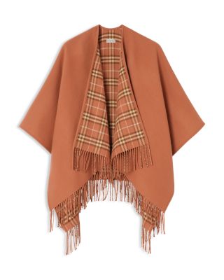 Reversible Check Wool Cape