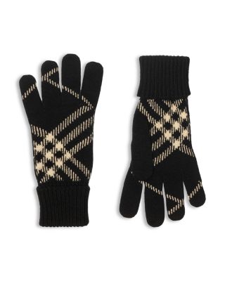 Check Wool & Leather Gloves