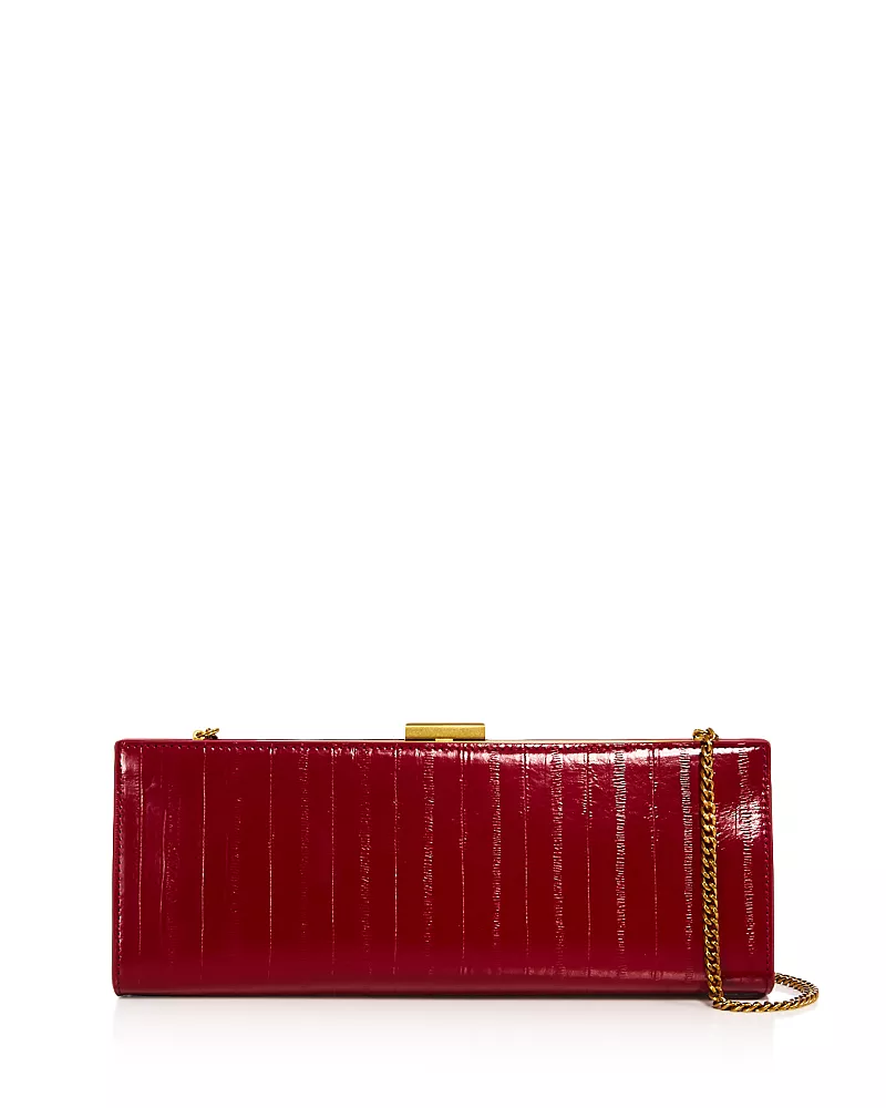 Aqua Eel Embossed Leather Clutch - Exclusive