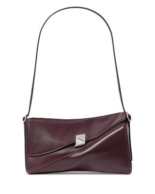 Deco Leather Twisted Flap Shoulder Bag