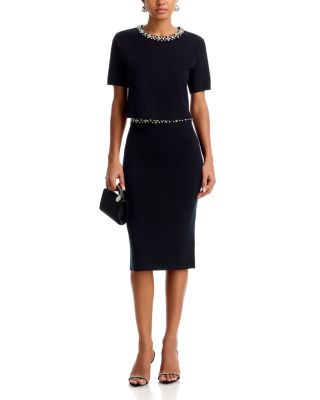 Embellished Crewneck Sweater & Embellished Knit Midi Skirt - Exclusive