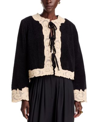 Ilaria Lace Trim Tie Front Teddy Jacket
