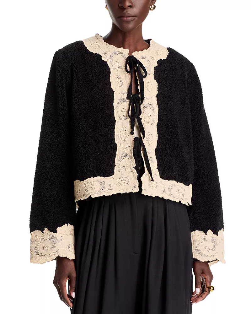 Sea Ilaria Lace Trim Tie Front Teddy Jacket