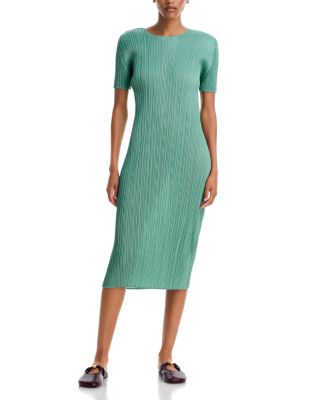 August Plisse Midi Dress