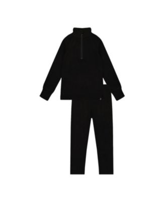 Unisex Two Piece Brushed Half-Zip Top & Pants Thermal Underwear - Little Kid