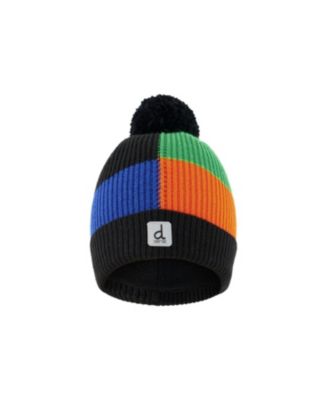  Boys' Colorblock Ribbed Cuff Knit Hat with Pompom - Little Kid, Big Kid